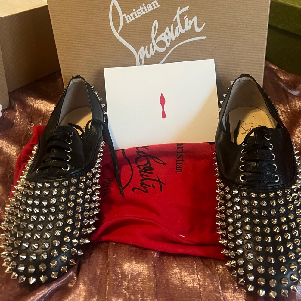 Authentic Christian Louboutin Freddy Spikes Donna Flat Napoa